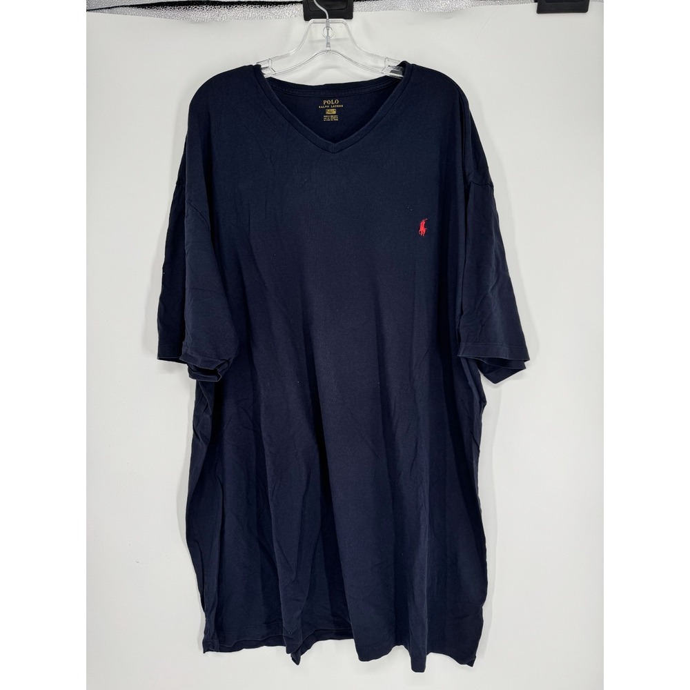 Polo Ralph Lauren T Shirt 3XL Tall 3XLT Navy Blue Short Sleeve V Neck Pony Logo